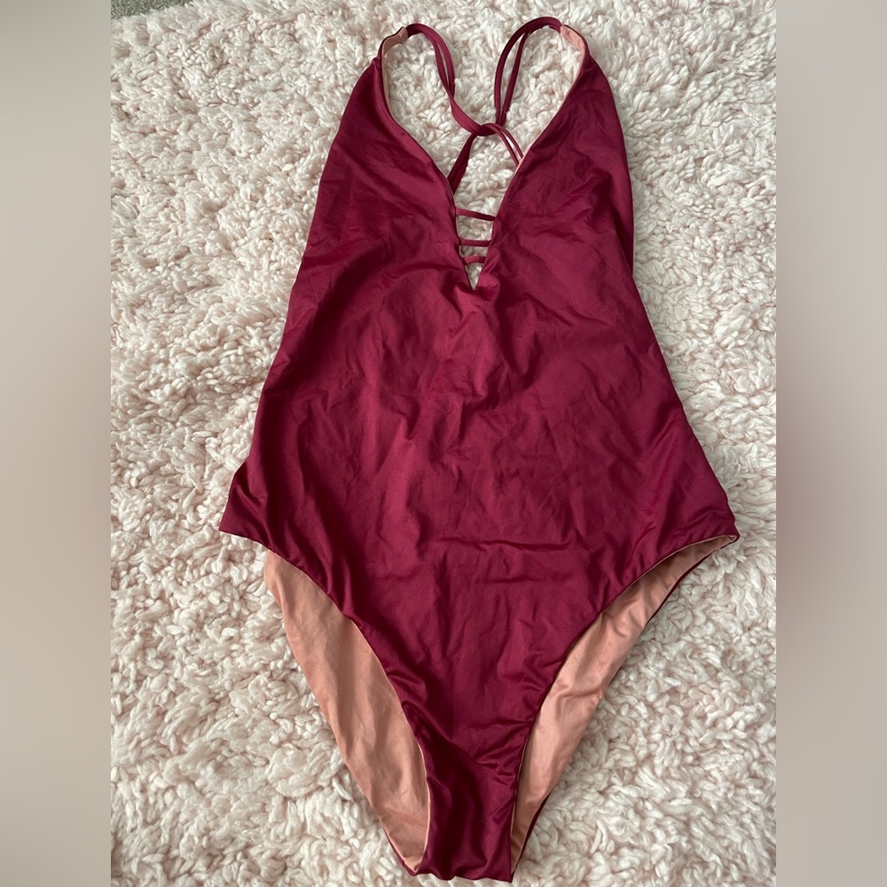 Strappy one piece swim suit